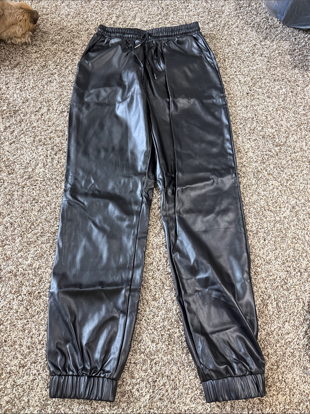 Missguided black leather joggers